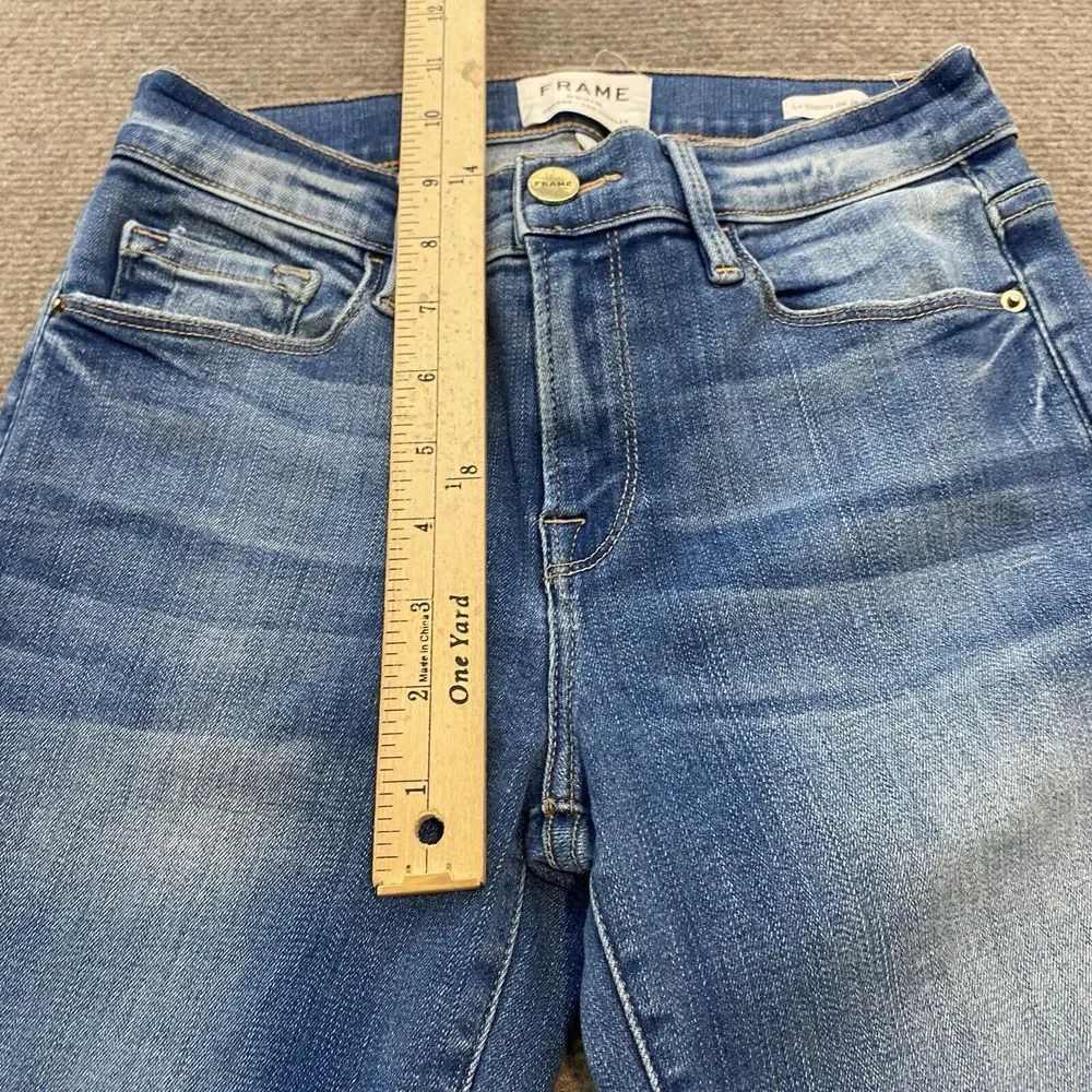 FRAME Jeans Womens 26 Blue‎ Denim Le Skinny de Jeanne Crop Distressed Stretch